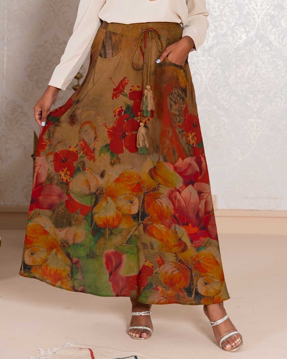 Longue jupe femme imprimé floral